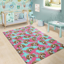 Load image into Gallery viewer, Beagle muzzles turquoise paint splashes pink pattern Area Rug
