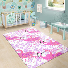 Load image into Gallery viewer, Pink flamingo flower pattern Area Rug
