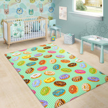Load image into Gallery viewer, Colorful donut pattern green background Area Rug
