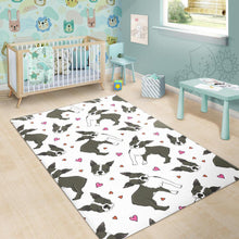 Load image into Gallery viewer, Boston terrier dog hearts vector pattern Area Rug
