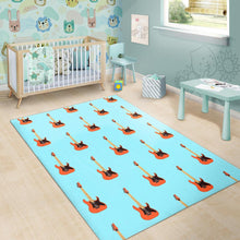 Load image into Gallery viewer, electric guitar pattern light blue background Area Rug
