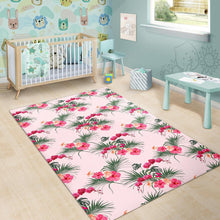 Load image into Gallery viewer, Red Pink Orchid Hibiscus Pattern Area Rug
