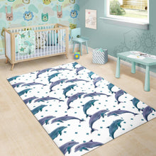 Load image into Gallery viewer, Dolphins pattern dotted background Area Rug
