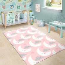 Load image into Gallery viewer, Cute moon cloud star pattern pink dot background Area Rug
