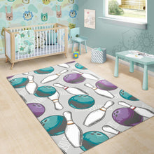Load image into Gallery viewer, Bowling ball and pin gray background Area Rug
