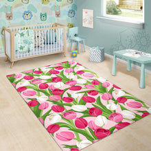 Load image into Gallery viewer, Pink White Tulip Pattern Area Rug
