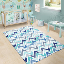 Load image into Gallery viewer, zigzag  chevron blue pattern Area Rug
