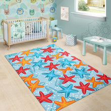 Load image into Gallery viewer, Blue red orange starfish pattern Area Rug
