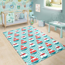 Load image into Gallery viewer, Red White sailboat wave background Area Rug

