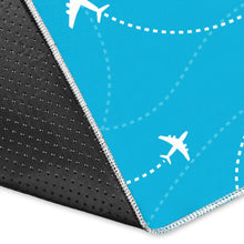 Load image into Gallery viewer, Airplane destinations blue background Area Rug
