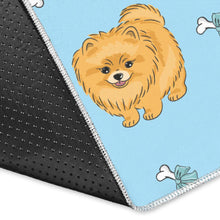 Load image into Gallery viewer, Brown cute pomeranian blue blackground Area Rug
