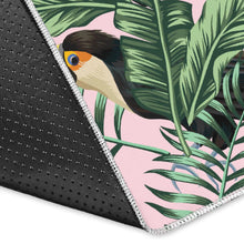 Load image into Gallery viewer, Toucan tropical green jungle palm pattern Area Rug

