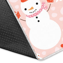 Load image into Gallery viewer, Cute snowman christmas tree snowpink background Area Rug
