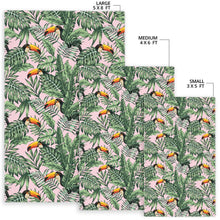 Load image into Gallery viewer, Toucan tropical green jungle palm pattern Area Rug
