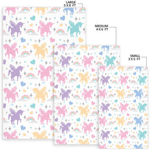 Load image into Gallery viewer, colorful unicorn rainbow heart pattern Area Rug
