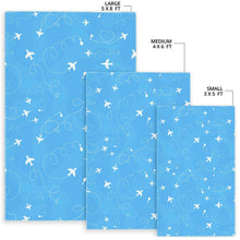 Load image into Gallery viewer, Airplane Pattern Blue Backgroung Area Rug

