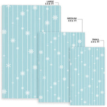 Load image into Gallery viewer, Snowflake pattern blue stripe background Area Rug
