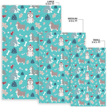 Load image into Gallery viewer, Christmas cute siberian husky puppie pattern Area Rug
