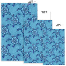 Load image into Gallery viewer, Sea Turtle Blue Tribal Pattern Area Rug
