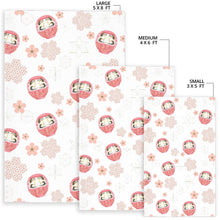 Load image into Gallery viewer, Daruma japanese wooden doll cherry blossom flower pattern Area Rug
