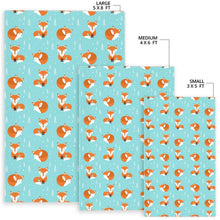 Load image into Gallery viewer, Fox pattern blue b ackground Area Rug
