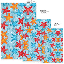 Load image into Gallery viewer, Blue red orange starfish pattern Area Rug
