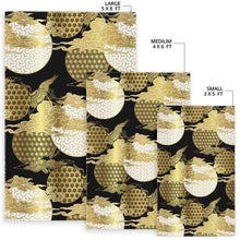 Load image into Gallery viewer, Gold Could Crane Japanese Pattern Area Rug
