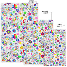 Load image into Gallery viewer, Dragonfly Color Flower Pattern Area Rug
