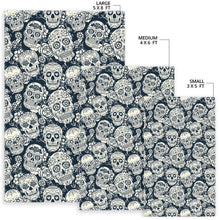Load image into Gallery viewer, Sugar skull black white pattern Area Rug
