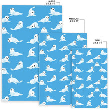 Load image into Gallery viewer, Cute sea lion seal pattern background Area Rug
