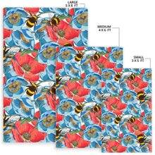 Load image into Gallery viewer, Bee Red and Blue Hibiscus Pattern Area Rug
