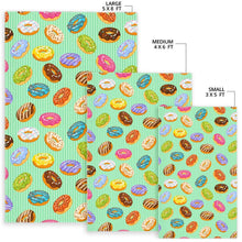 Load image into Gallery viewer, Colorful donut pattern green background Area Rug
