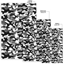 Load image into Gallery viewer, Black white camo camouflage pattern Area Rug
