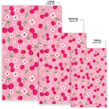 Load image into Gallery viewer, cherry flower pattern pink background Area Rug
