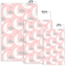 Load image into Gallery viewer, Cute moon cloud star pattern pink dot background Area Rug
