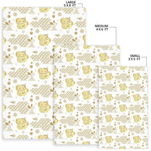 Load image into Gallery viewer, Gold Meneki Neko Lucky Cat Pattern Area Rug
