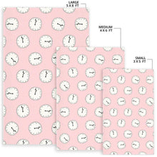 Load image into Gallery viewer, Clock pattern pink blackground Area Rug
