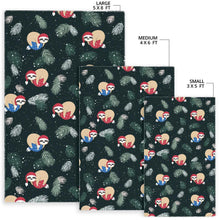Load image into Gallery viewer, Cute sloths sleeping christmas ball santa hat pattern Area Rug
