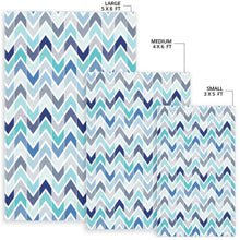 Load image into Gallery viewer, zigzag  chevron blue pattern Area Rug
