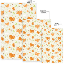 Load image into Gallery viewer, Cute brown pomeranian paw leave bone pattern Area Rug
