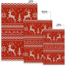Load image into Gallery viewer, Deer Sweater Printed Red Pattern Area Rug
