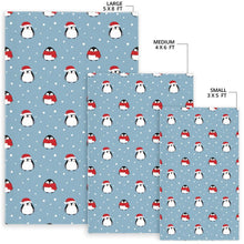 Load image into Gallery viewer, Cute penguin christmas snow pattern Area Rug
