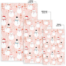 Load image into Gallery viewer, Cute snowman christmas tree snowpink background Area Rug
