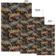 Load image into Gallery viewer, Chameleon lizard tropical leaves palm tree Area Rug
