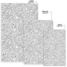 Load image into Gallery viewer, Cartoon hand drawn ice cream black white Area Rug
