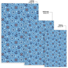 Load image into Gallery viewer, Anchors rudder compass star nautical pattern Area Rug
