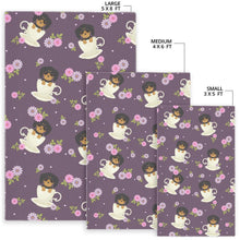 Load image into Gallery viewer, Dachshund in Coffee Cup Flower Pattern Area Rug
