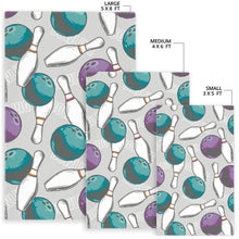 Load image into Gallery viewer, Bowling ball and pin gray background Area Rug
