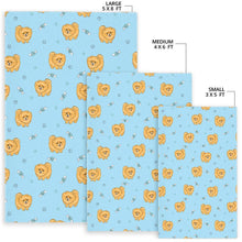 Load image into Gallery viewer, Brown cute pomeranian blue blackground Area Rug
