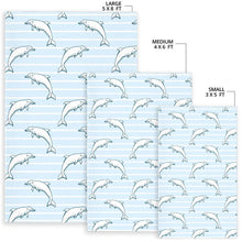 Load image into Gallery viewer, Dolphin blue striped background Area Rug
